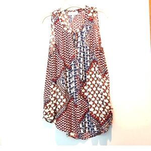 WAYF Ivory Floral Sleeveless Rayon Tunic, Size Large